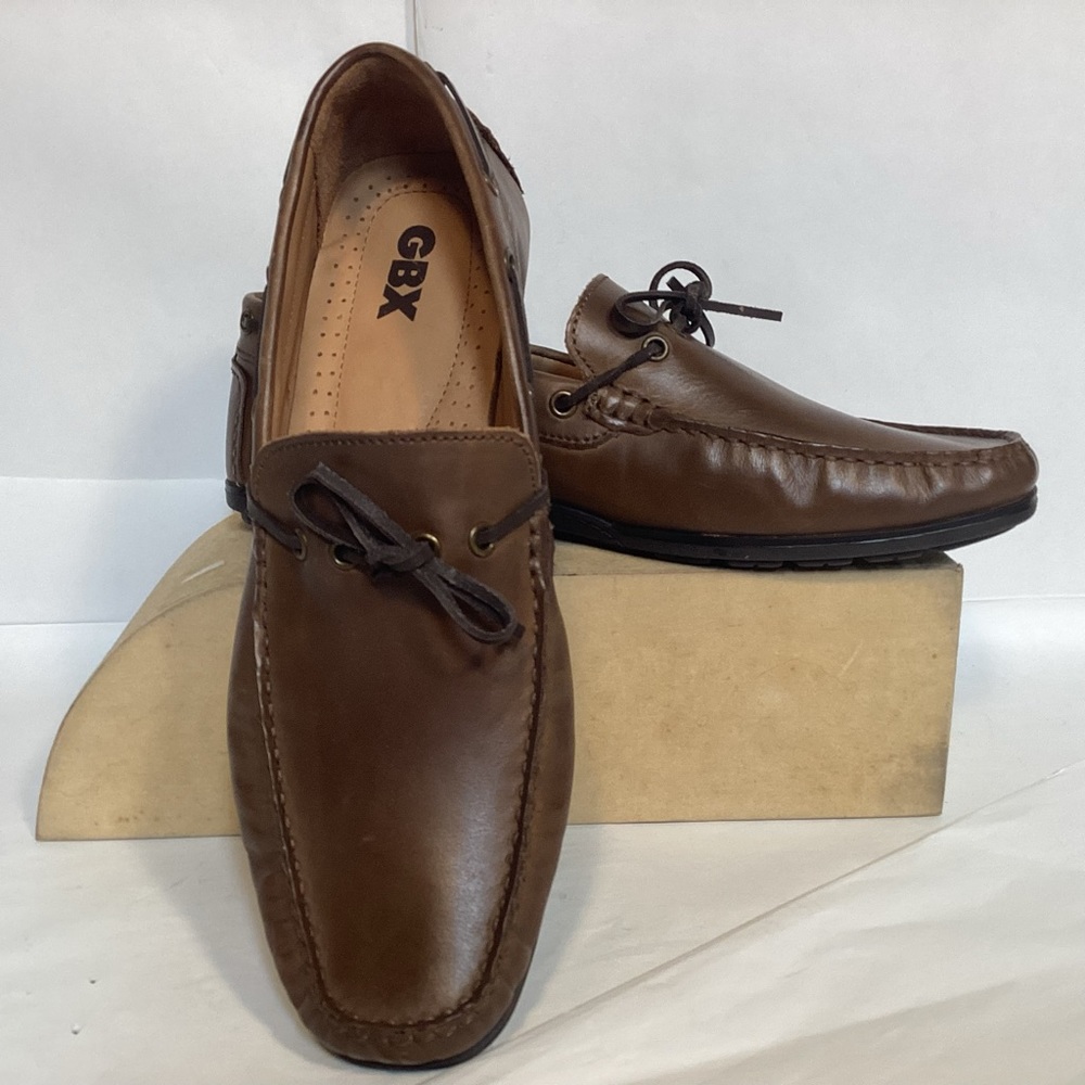 GBX Brown Casual Soft Leather Henley Boat Shoes Loafers Men’s size 11